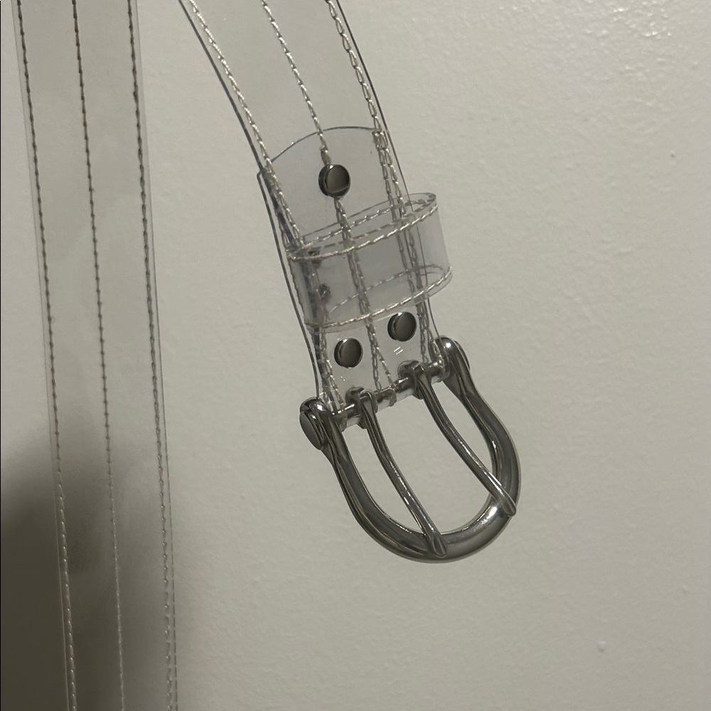 Clear Transparent Belt with Silver Buckle